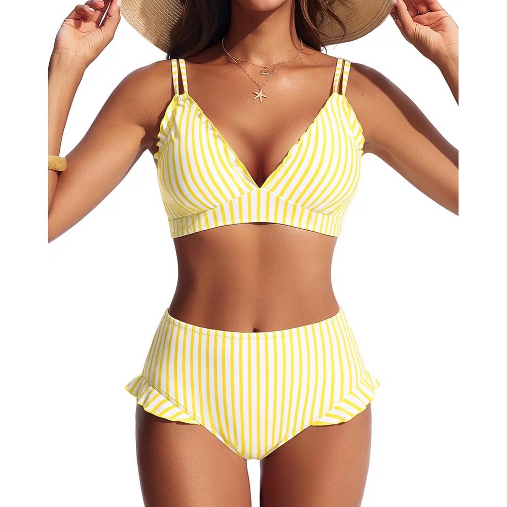 Hanna Nikole Striped Ruffle Bikini